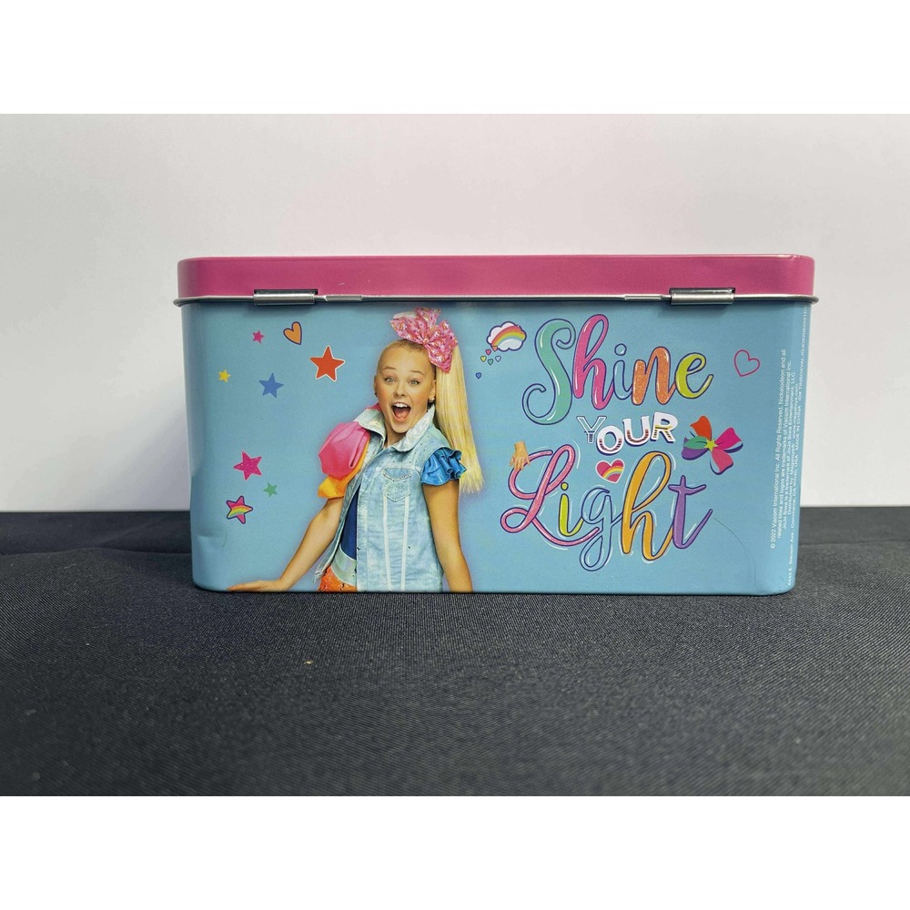 JoJo Siwa Tin Box Storage Container Pink Blue‎ Be You Shine Your Light - Picture 2 of 11